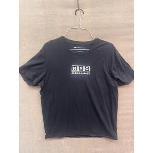 Aeropostale Shirt Mens XL Black NYC Graphic Logo Tee Cotton Casual Short Sleeve